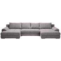 WOHNLANDSCHAFT in Cord Graphitfarben  - Chromfarben/Graphitfarben, KONVENTIONELL, Kunststoff/Textil (180/376/180cm) - Carryhome