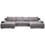 WOHNLANDSCHAFT in Cord Graphitfarben  - Chromfarben/Graphitfarben, KONVENTIONELL, Kunststoff/Textil (180/376/180cm) - Carryhome