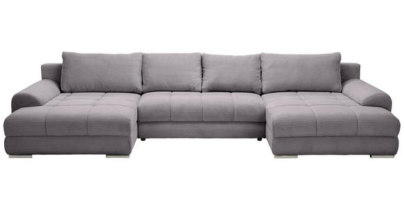 WOHNLANDSCHAFT  in Cord Graphitfarben  - Chromfarben/Graphitfarben, KONVENTIONELL, Kunststoff/Textil (180/376/180cm) - Carryhome