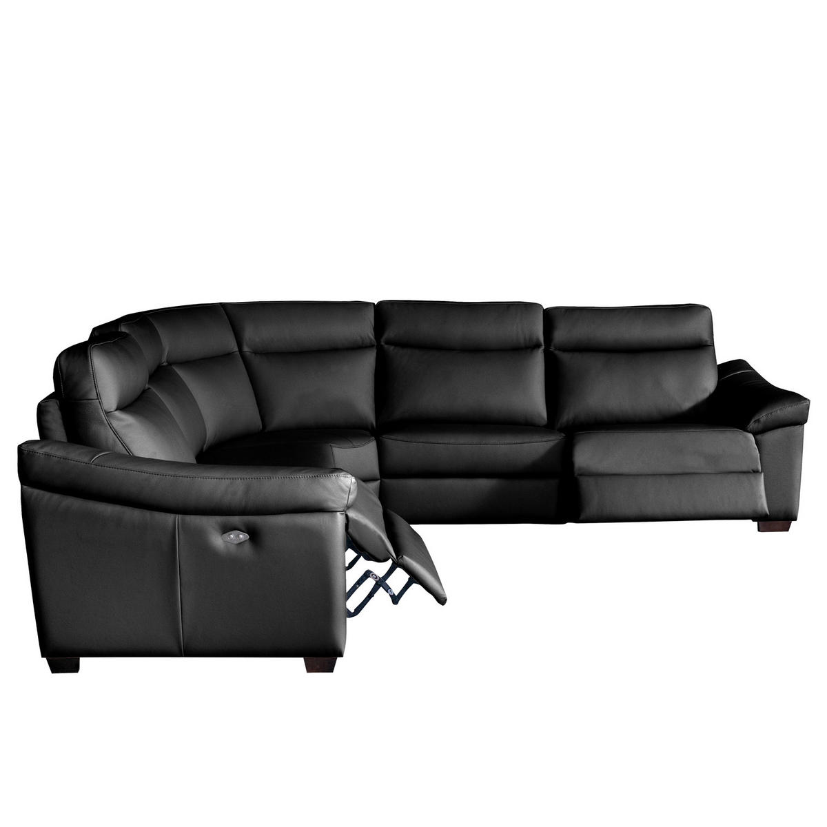 ECKSOFA Schwarz Echtleder  - Schwarz, Design, Leder/Holz (299/299cm) - Livetastic
