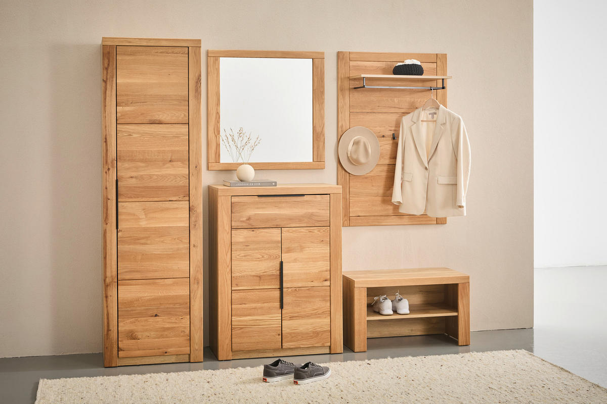 SCHUHSCHRANK Eiche teilmassiv Eichefarben  - Eichefarben/Schwarz, KONVENTIONELL, Holz/Holzwerkstoff (80/107/40cm) - Carryhome