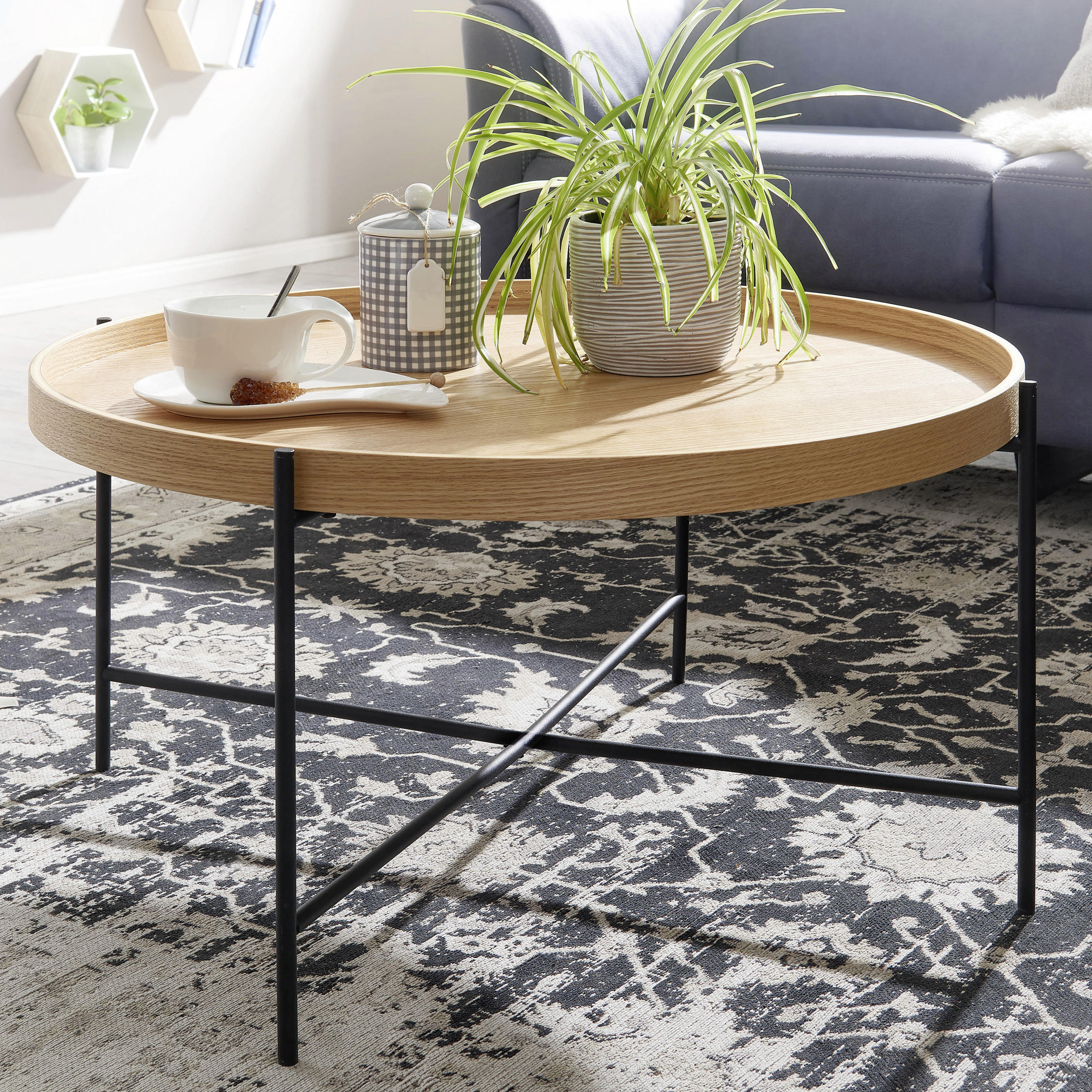 COUCHTISCH in Holzwerkstoff 78/78/40 cm  - Schwarz/Braun, Modern, Holzwerkstoff/Metall (78/78/40cm) - MID.YOU