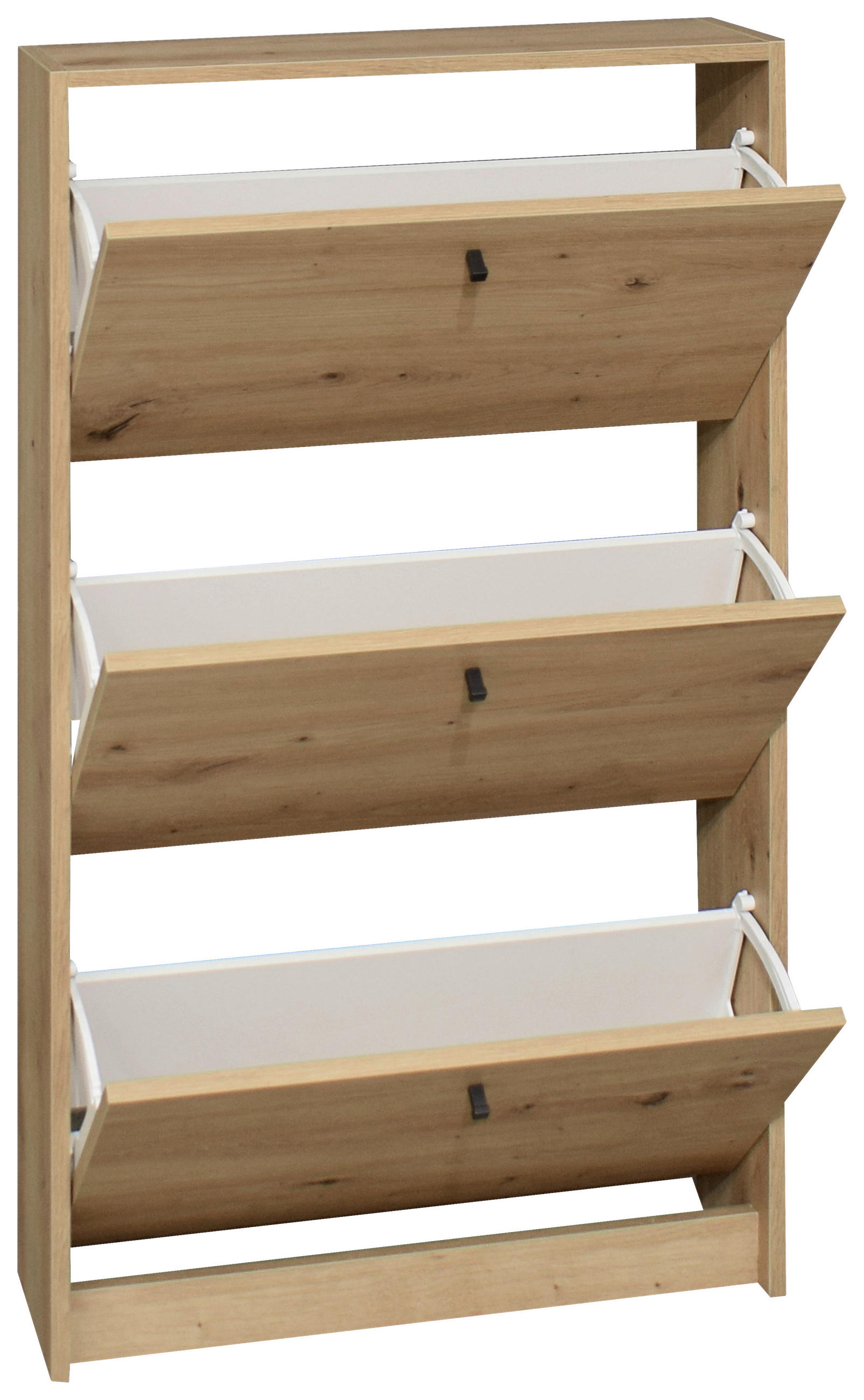 SCHUHKIPPER Mattlack, melaminharzbeschichtet Eichefarben - Eichefarben/Schwarz, Design, Holzwerkstoff/Metall (60/104/16cm) - Xora