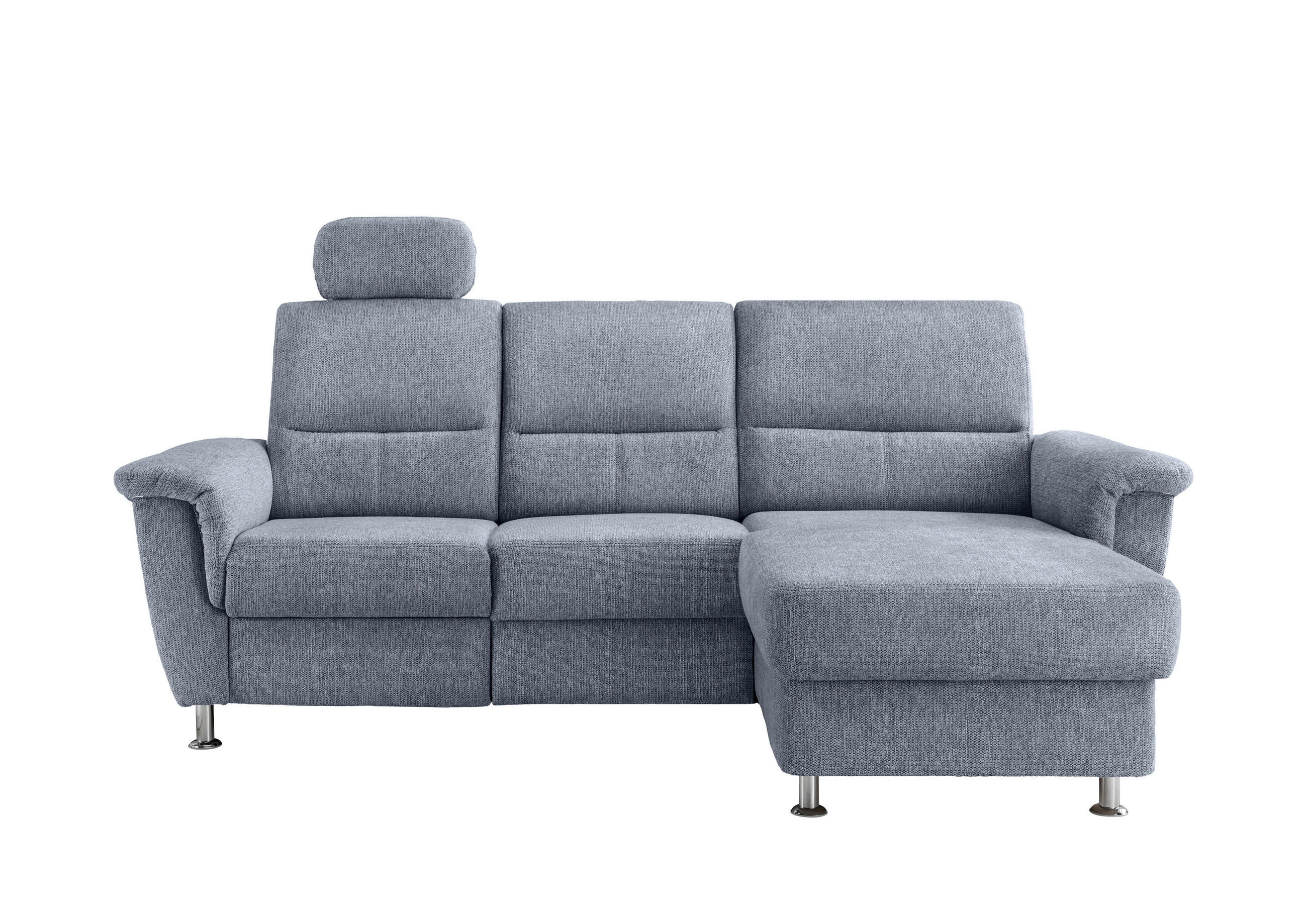 ECKSOFA Hellblau Chenille  - Chromfarben/Hellblau, MODERN, Textil/Metall (231/165cm) - Livetastic