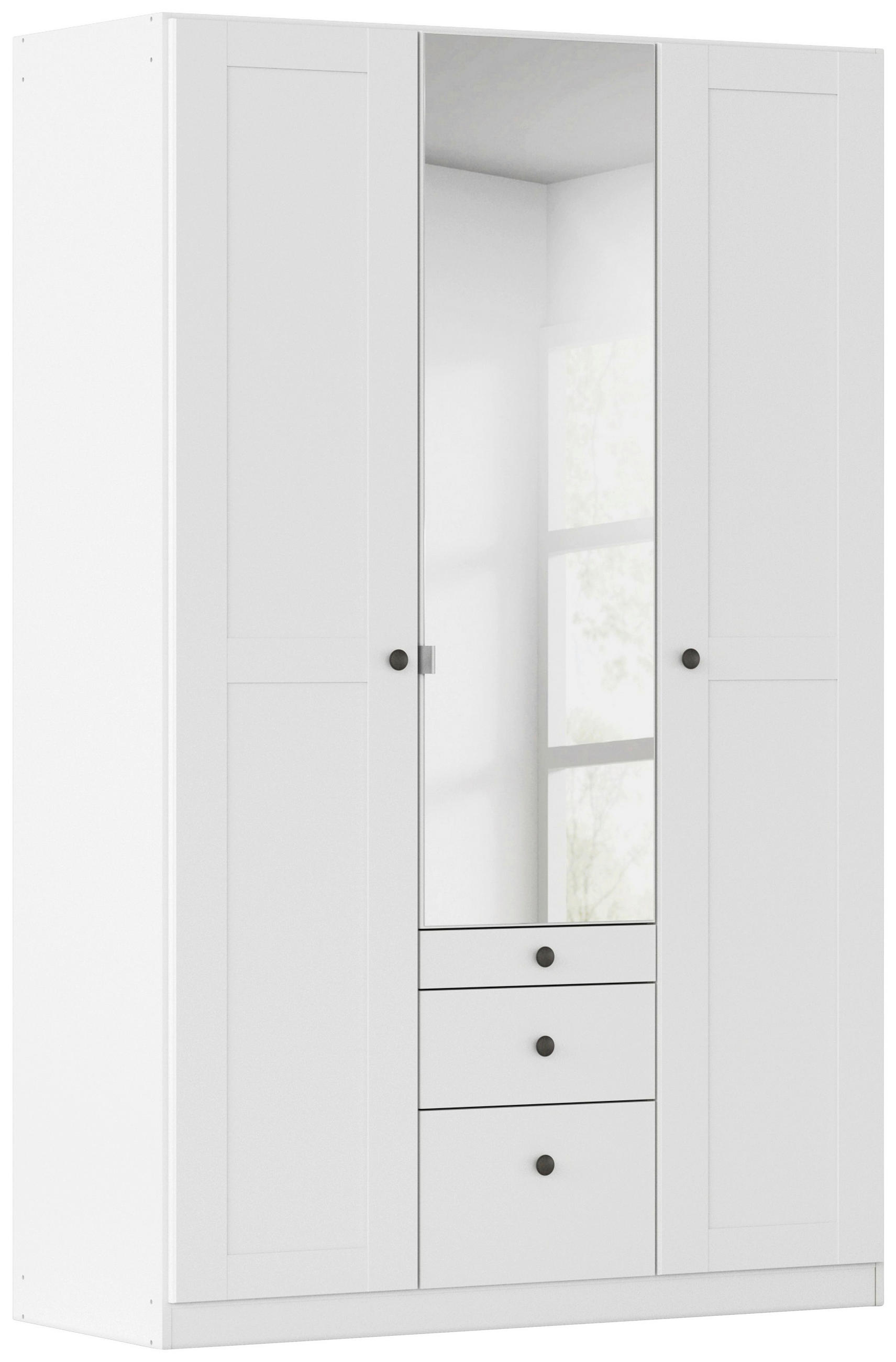 DREHTÜRENSCHRANK 136/210/54 cm,  in Weiß, 3-türig  - Schwarz/Weiß, KONVENTIONELL, Glas/Holzwerkstoff (136/210/54cm) - home24