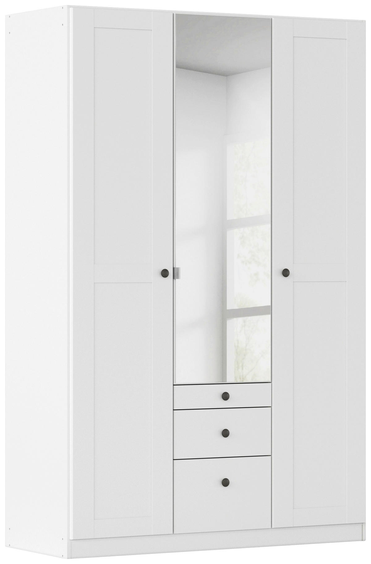 DREHTÜRENSCHRANK 136/210/54 cm,  in Weiß, 3-türig  - Schwarz/Weiß, KONVENTIONELL, Glas/Holzwerkstoff (136/210/54cm) - home24