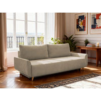 SCHLAFSOFA DUO Mikrofaser Hellbraun  inkl. Rückenkissen, Bettkasten, Schlaffunktion, Rücken echt  - Hellbraun/Naturfarben, Design, Textil (218/90/110cm) - P & B