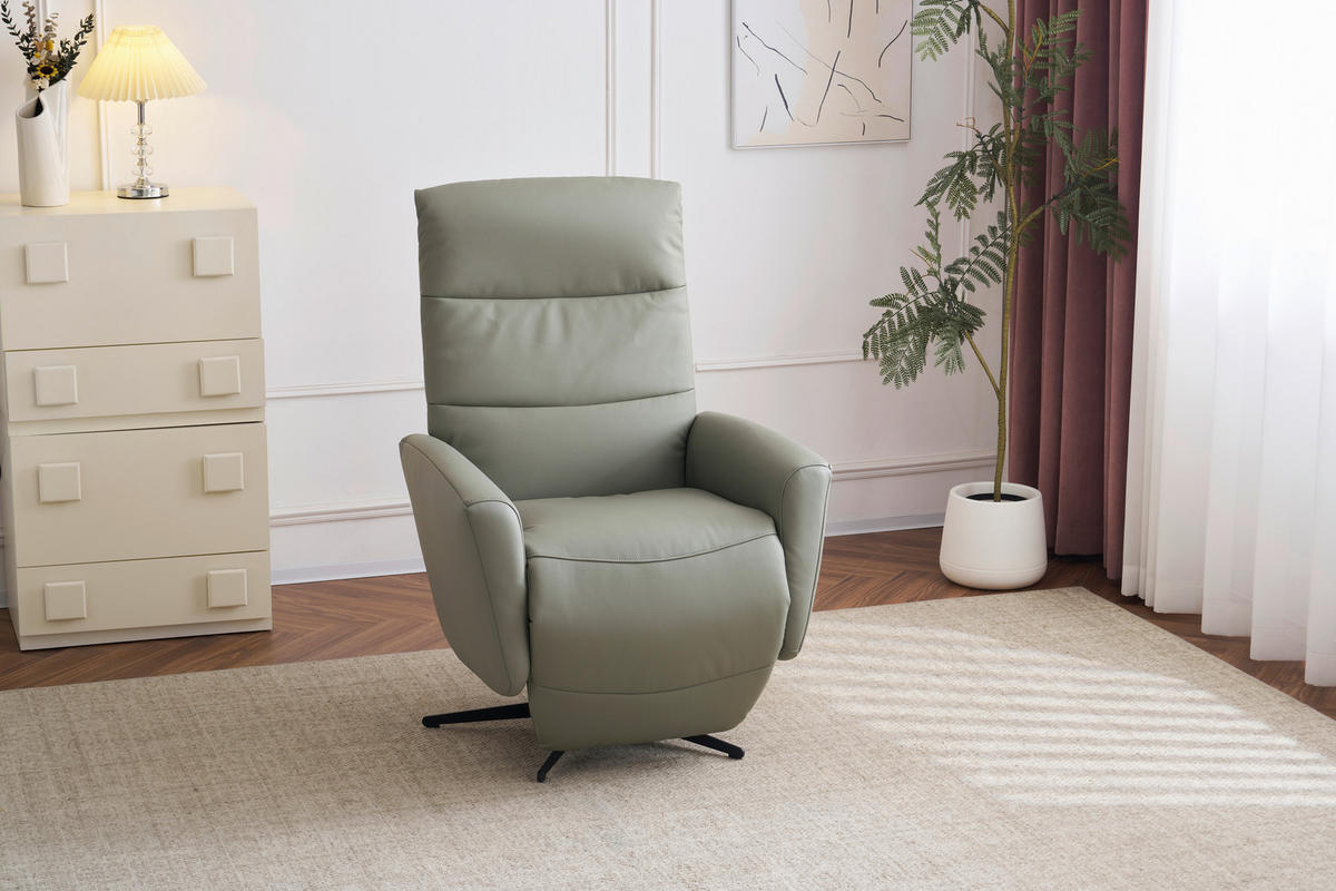 RELAXAČNÉ KRESLO, koža, textil, sivá - čierna/sivá, Design, kov/koža (76/104/77cm) - Livetastic
