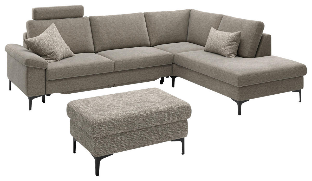 ECKSOFA  in Flachgewebe Taupe  280/220 cm  - Taupe/Schwarz, Design, Textil/Metall (280/220cm) - Pure Home Lifestyle