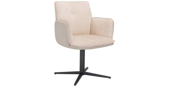 ARMLEHNSTUHL in Eisen Samt, Mikrofaser - Beige/Schwarz, Design, Textil/Metall (63/85/64cm) - Novel