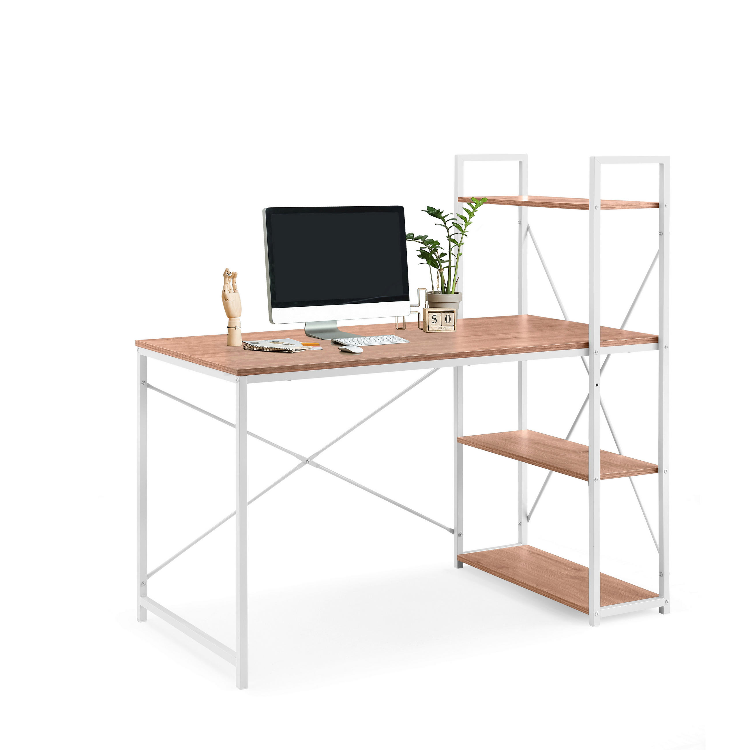 COMPUTERTISCH 120/60/72,5 cm  in Weiß, Eichefarben  - Eichefarben/Weiß, MODERN, Holz/Metall (120/60/72,5cm) - MID.YOU