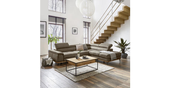 ECKSOFA in Lederlook Braun 282/226 cm - Schwarz/Braun, Natur, Holz/Textil (282/226cm) - Novel