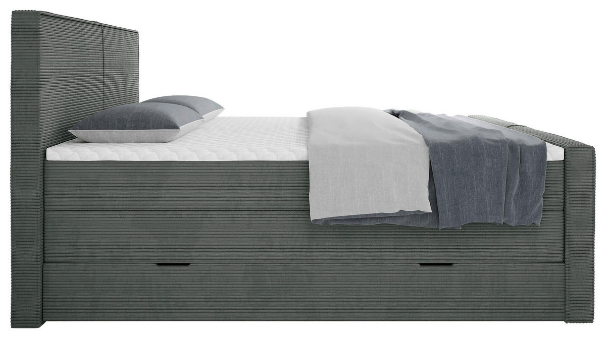 BOXSPRINGBETT 180/200 cm  in Grau  - Grau, MODERN, Textil (180/200cm) - Livetastic