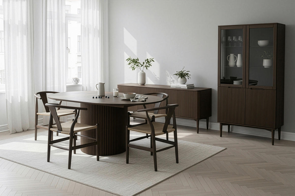 MATBORD i trä 130-180/130/75 cm   - mörkbrun, Modern, trä (130-180/130/75cm) - Niels Andersson