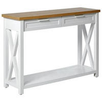 KONSOLENTISCH Weiß, Eichefarben  - Eichefarben/Weiß, LIFESTYLE, Holzwerkstoff/Metall (110/34/77cm)