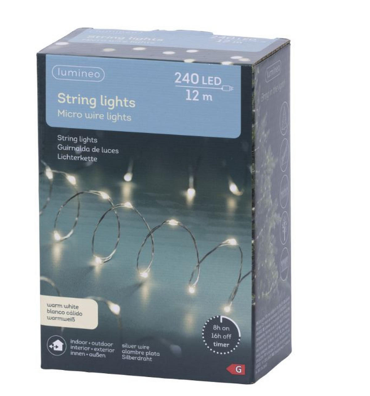 SVETLOBNA GIRLANDA     2700-3000 K   - srebrne barve, Basics, kovina/umetna masa (1195cm) - X-Mas