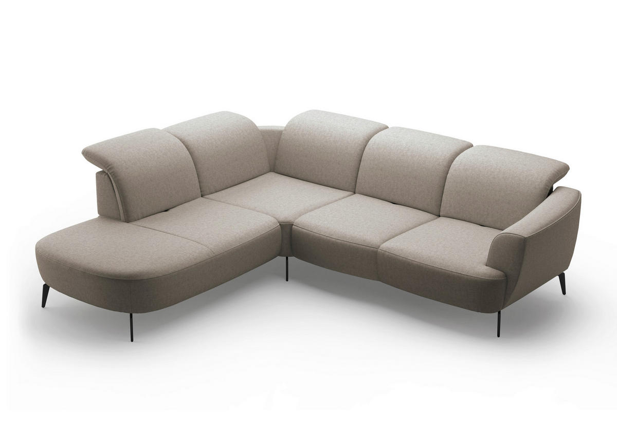 ECKSOFA in Flachgewebe Taupe  267/300 cm  - Taupe/Schwarz, KONVENTIONELL, Textil/Metall (267/300cm) - Sit & More