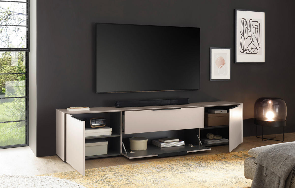 LOWBOARD  220/50/38 cm 1 Schublade(n) Beimöbel erhältlich, stehend  - Kaschmir/Schwarz, Design, Holzwerkstoff/Kunststoff (220/50/38cm) - Voleo