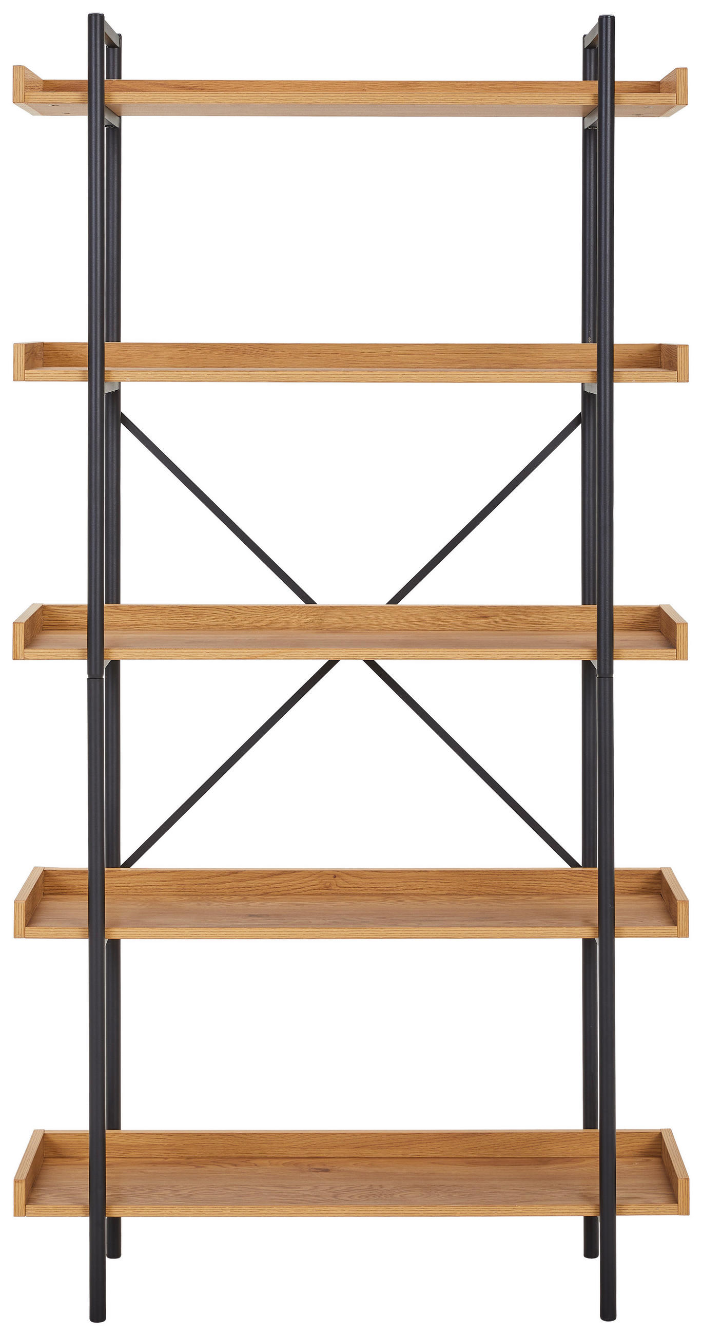 Thumbnail - Xora Regal, Schwarz, Eiche Wotan, Holzwerkstoff, 5 Fächer, 90x172x30 cm, Bsci, stehend, Wohnzimmer, Regale, Bücherregale