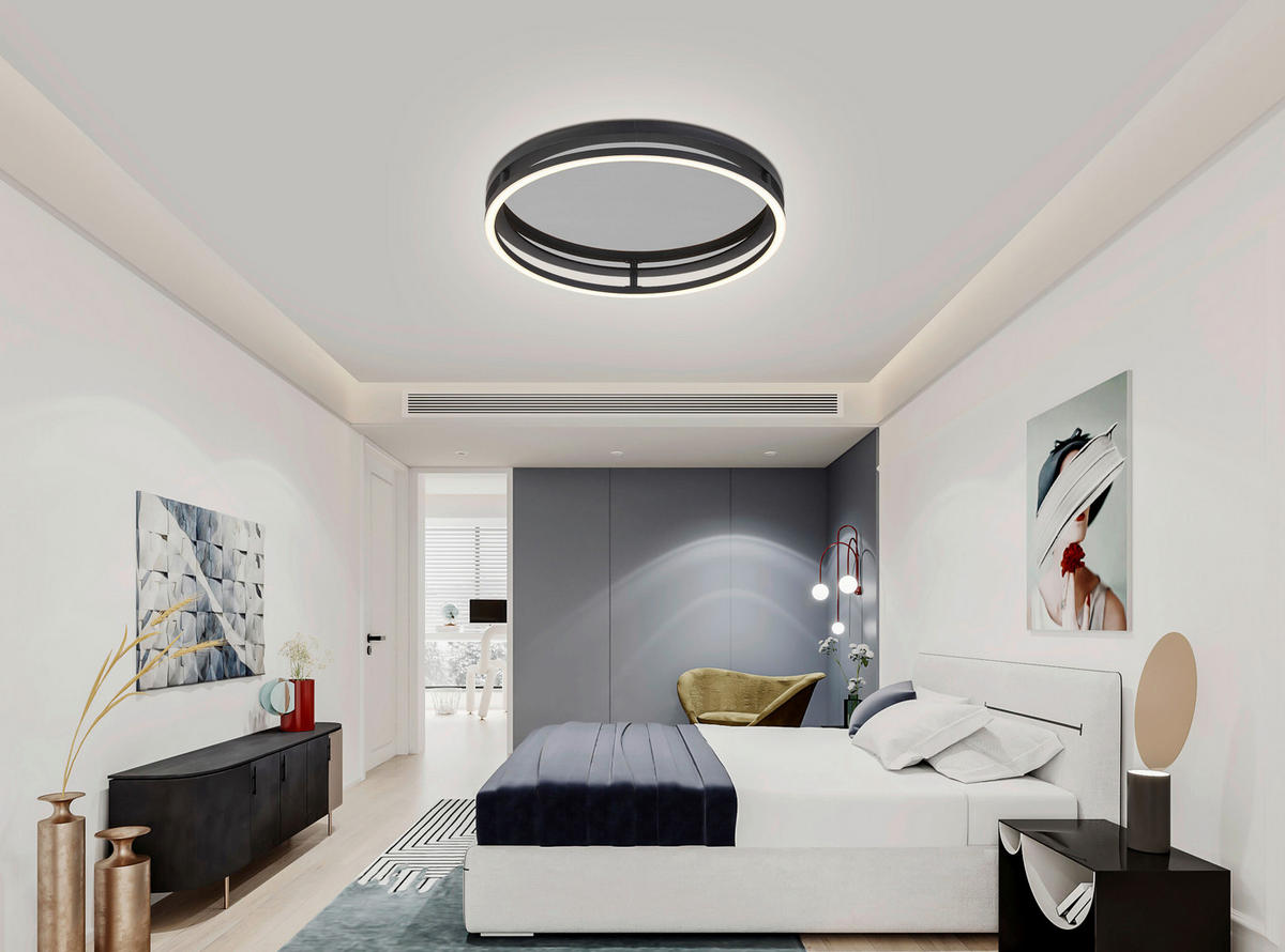 PLAFONIERĂ CU LED - negru, Lifestyle, plastic/metal (39/8,7cm) - Novel