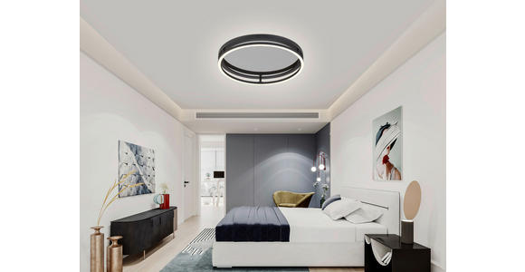 LED-DECKENLEUCHTE 39/8,7 cm - Schwarz, LIFESTYLE, Kunststoff/Metall (39/8,7cm) - Novel