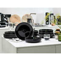 TAFELSERVICE Weiß, Schwarz Hochglanz Nordic Gourmet Schwarz 12-teilig  - Schwarz Hochglanz/Weiß, Basics, Keramik - Creatable