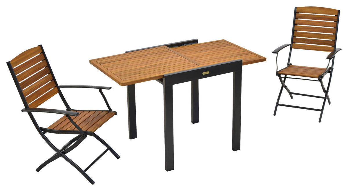 BALKONSET  - Graphitfarben/Naturfarben, MODERN, Holz/Metall - Gardenson