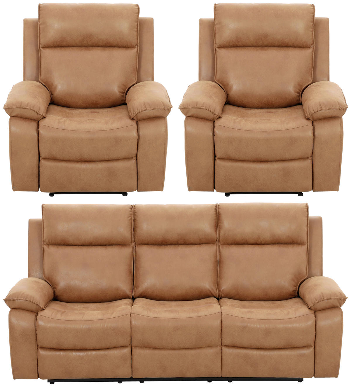 SITZGARNITUR CIELO Mikrofaser Cappuccino  - Schwarz/Cappuccino, Design, Kunststoff/Textil (215/101/97cm) - Livetastic