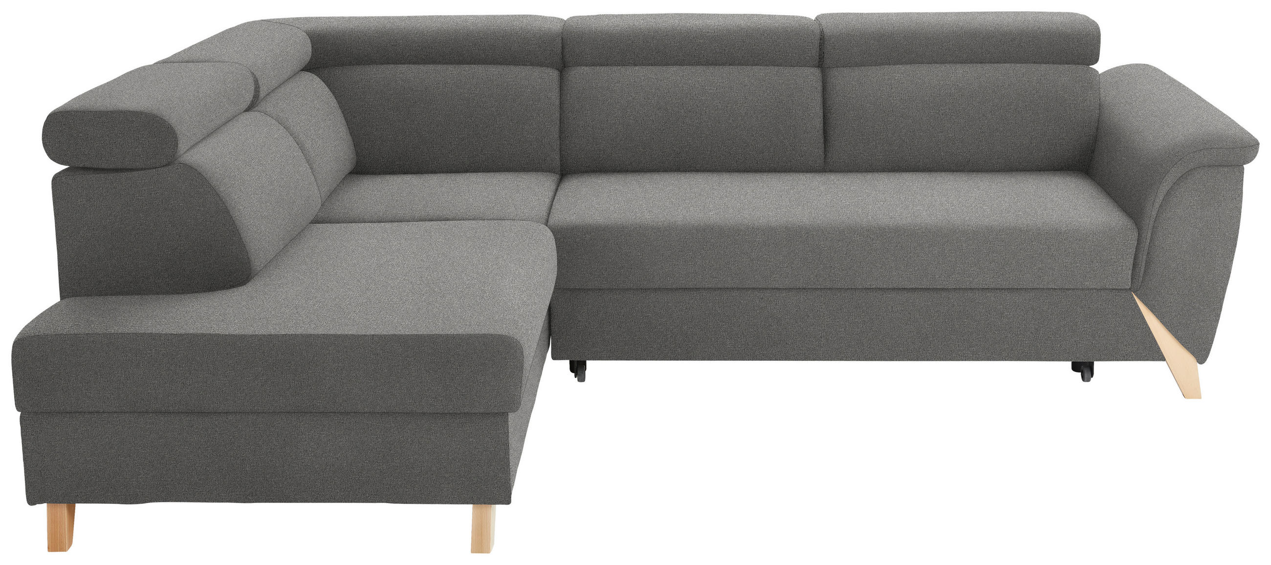 ECKSOFA Chenille Graubraun  - Graubraun/Naturfarben, Konventionell, Holz/Textil (200/265cm) - Stylife