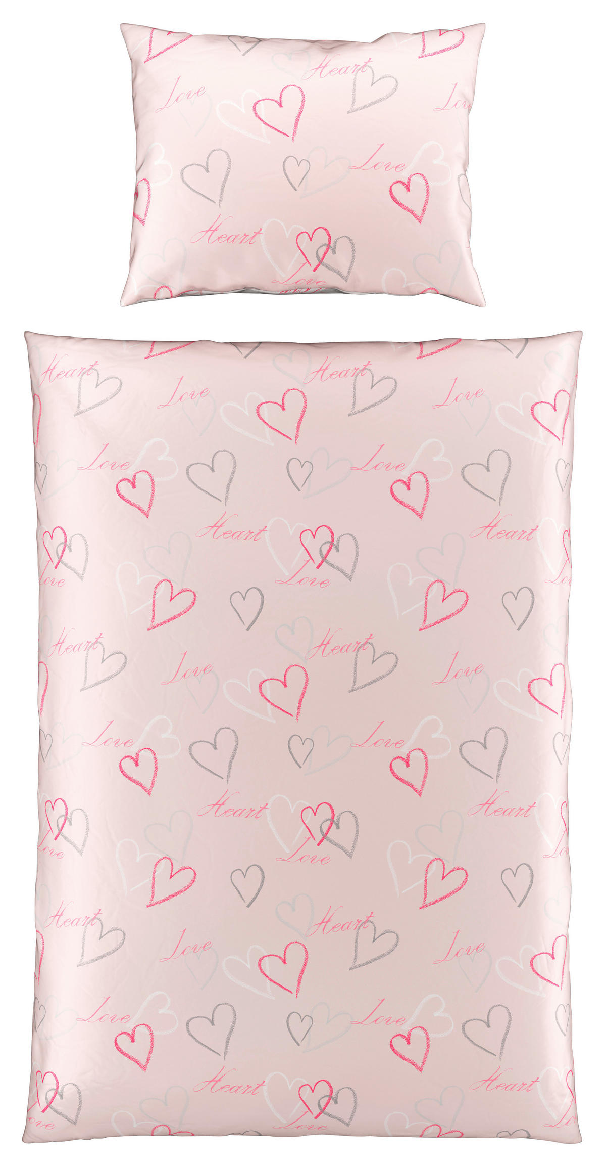POSTELJINA SA DVA LICA HEART 140/200 cm saten ružičasta  - ružičasta, Trendi, tekstil (140/200cm) - Esposa