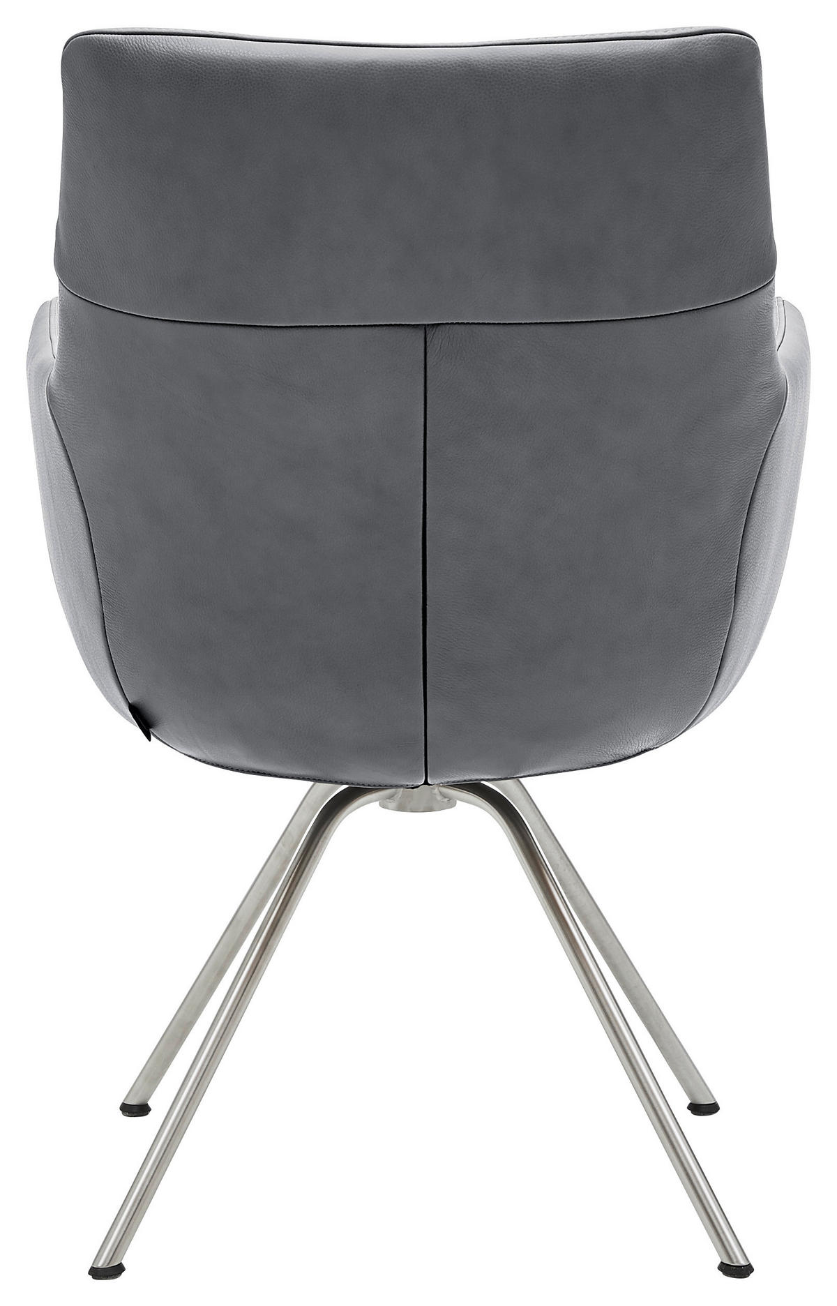 ARMLEHNSTUHL  in Echtleder pigmentiert  - Edelstahlfarben/Dunkelgrau, Design, Leder/Metall (60/90/61cm) - Dieter Knoll