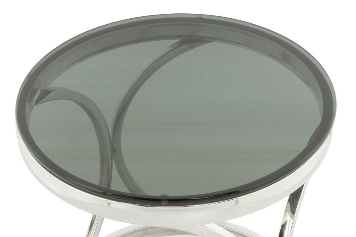 BEISTELLTISCH in Metall, Glas 40/40/42 cm  - Silberfarben/Schwarz, Basics, Glas/Metall (40/40/42cm) - Kayoom