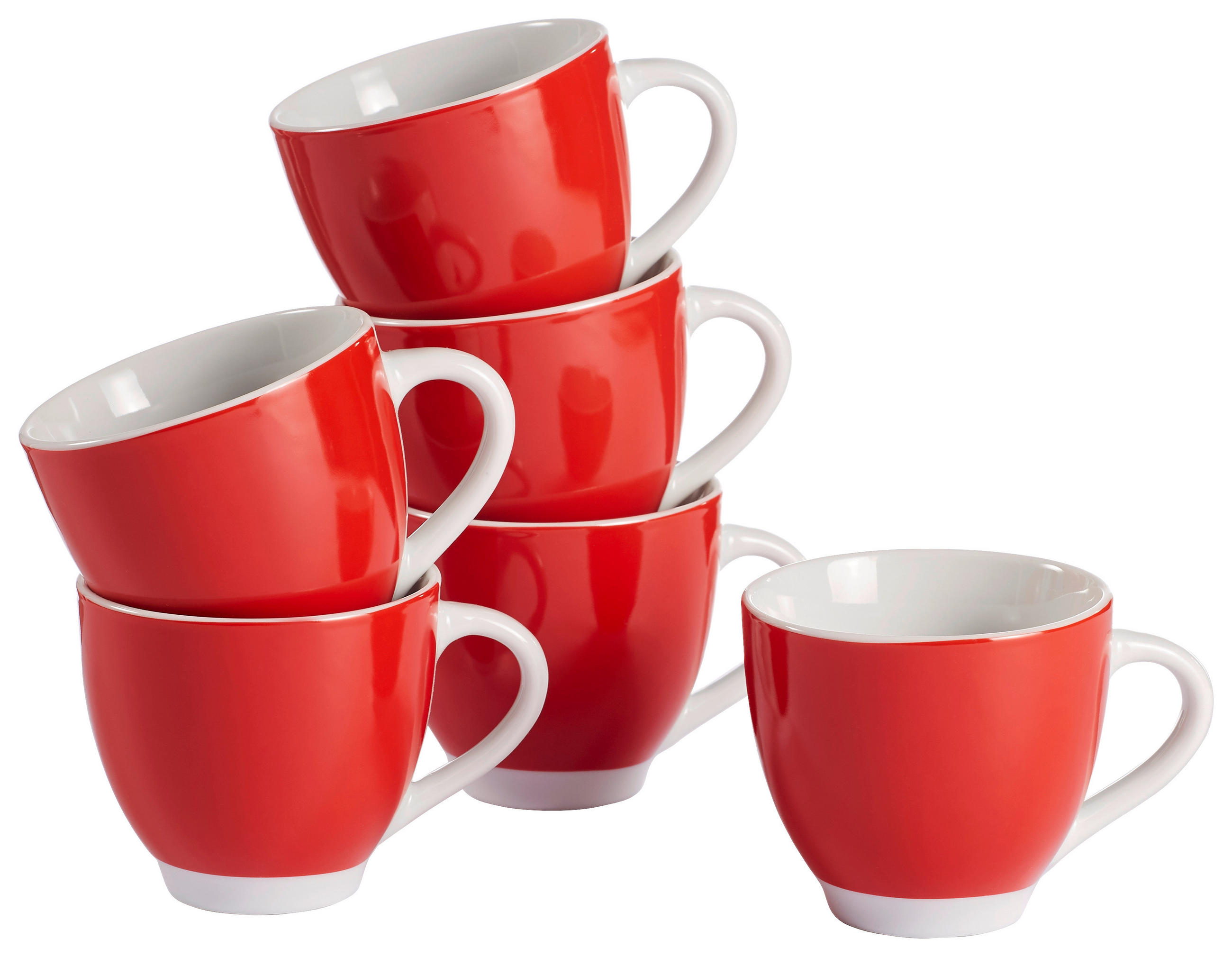 TASSENSET VARIO 6-teilig - Rot/Weiß, Basics, Keramik (10,5/5,7/3,8cm) - Van Well