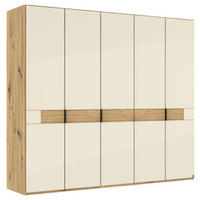 DREHTÜRENSCHRANK 250/216/58 cm,  in Champagner, Eiche Bianco, 5 Tür(en)  - Schieferfarben/Eiche Bianco, Design, Glas/Holz (250/216/58cm) - Musterring
