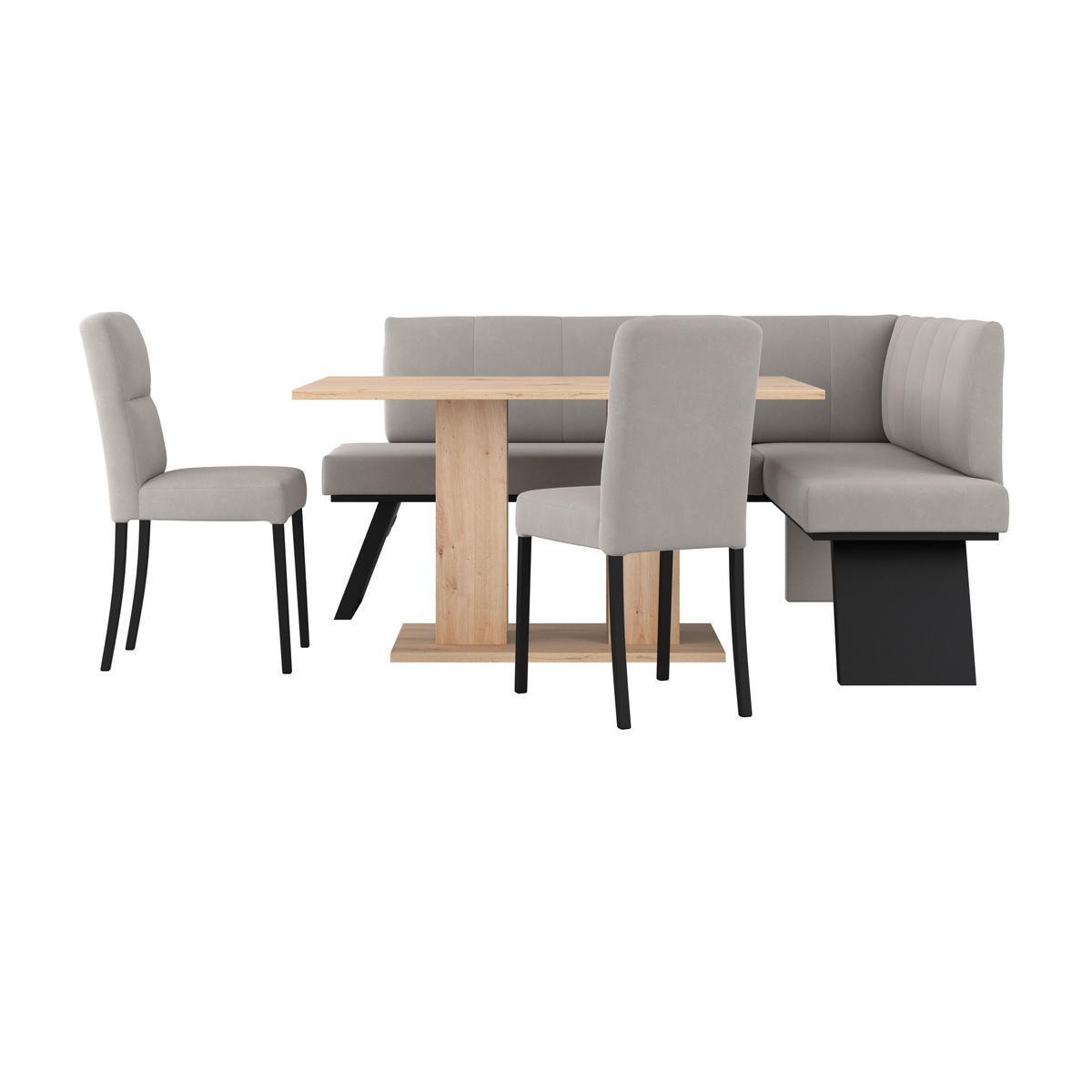 ECKBANK 185/150 cm Webstoff Beige   - Beige/Schwarz, KONVENTIONELL, Textil (185/150cm)