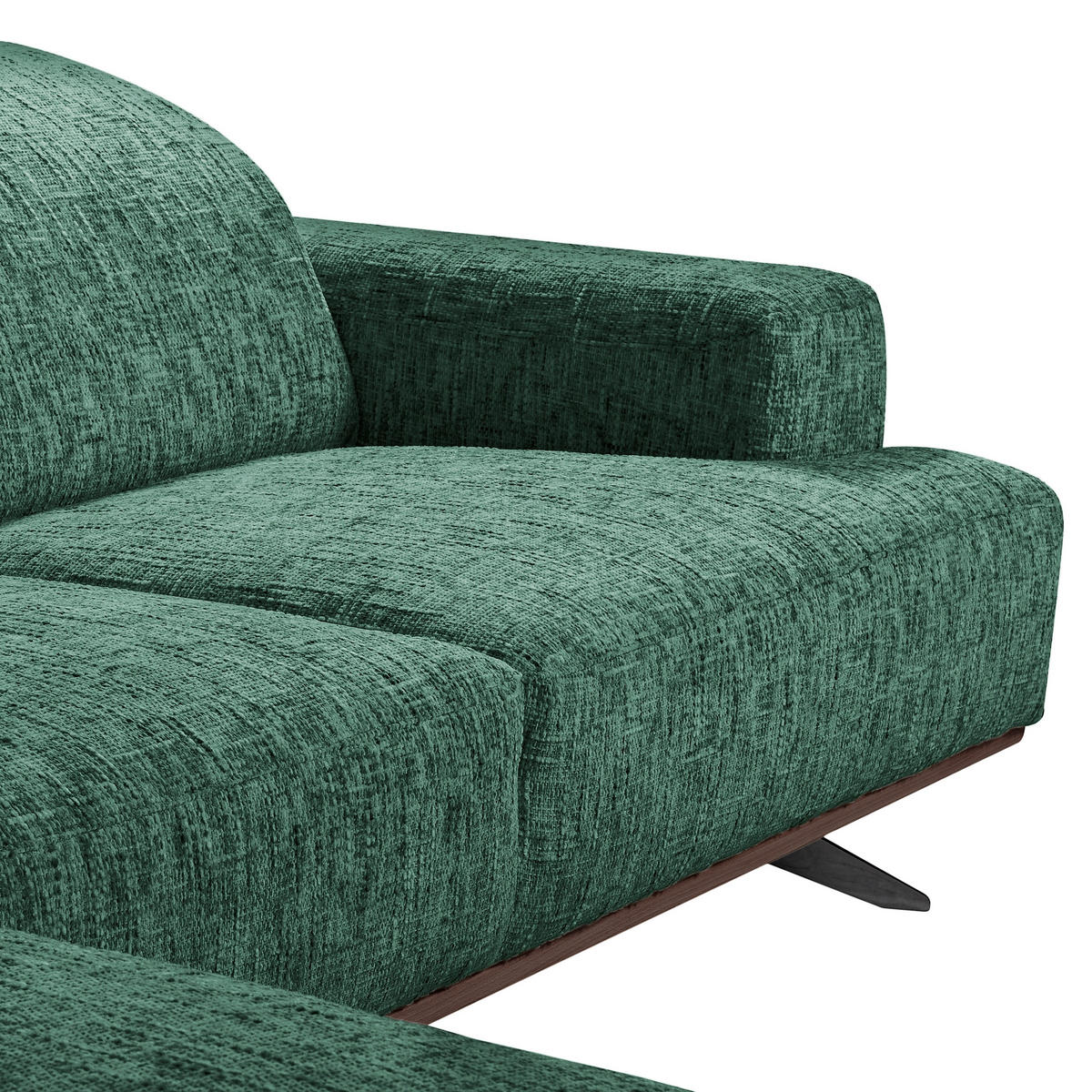ECKSOFA PORTLAND in Struktur Grün Kopfteilverstellung  187/295 cm  - Schwarz/Grün, Design, Holz/Textil (187/295cm) - Livetastic
