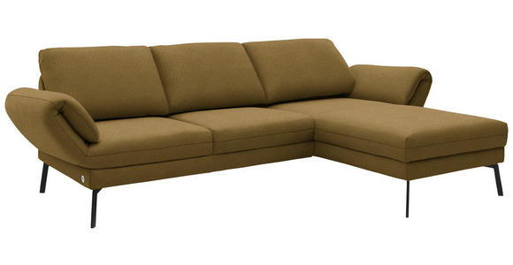 ECKSOFA  in Flachgewebe Schilfgrün  255-365/175-224 cm  - Schilfgrün/Schwarz, Design, Textil/Metall (255-365/175-224cm) - Dieter Knoll