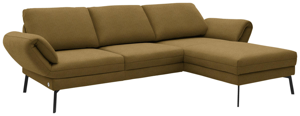 ECKSOFA  in Flachgewebe Schilfgrün  255-365/175-224 cm  - Schilfgrün/Schwarz, Design, Textil/Metall (255-365/175-224cm) - Dieter Knoll