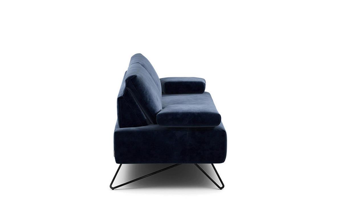 2-SITZER-SOFA Samt Dunkelblau  - Schwarz/Dunkelblau, Design, Textil/Metall (164-194/85/86-94cm) - SENSOO