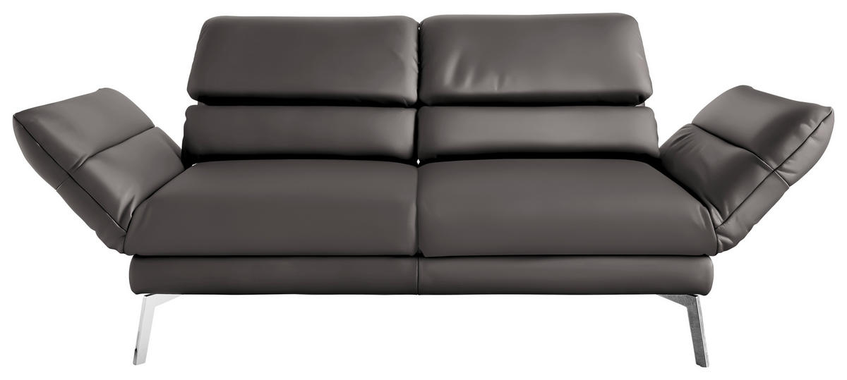 2-SITZER-SOFA in Echtleder Grau  - Chromfarben/Grau, Design, Leder/Metall (172-226/83/96cm) - Dieter Knoll