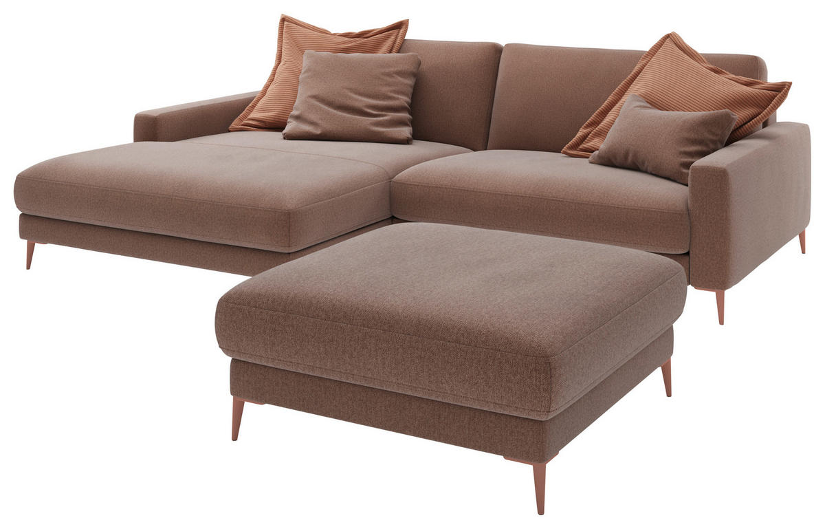 ECKSOFA  in Flachgewebe Hellrosa  190/272 cm  - Hellrosa/Rosa, Design, Textil/Metall (190/272cm) - Lomoco
