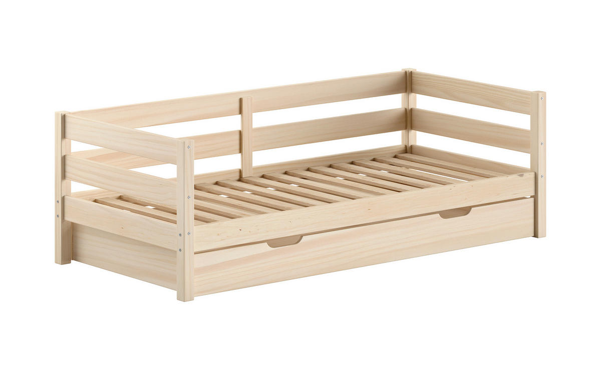 AUSZIEHBETT 90/200 cm  in Weiß  - Naturfarben/Weiß, MODERN, Holz (90/200cm) - Vipack