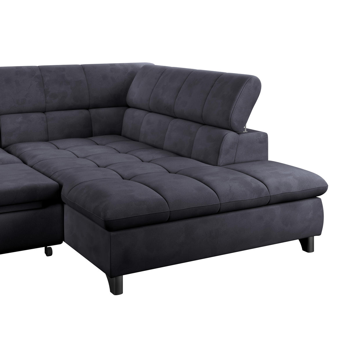 ECKSOFA Dunkelblau Chenille  - Chromfarben/Dunkelblau, KONVENTIONELL, Textil/Metall (312/234cm) - Livetastic