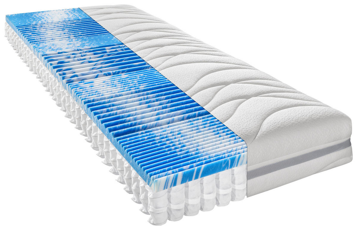 TASCHENFEDERKERNMATRATZE PERFECT TOUCH T 90/190 cm Höhe ca. 22 cm  - Weiss, Konventionell, Textil (90/190cm) - Sleeptex