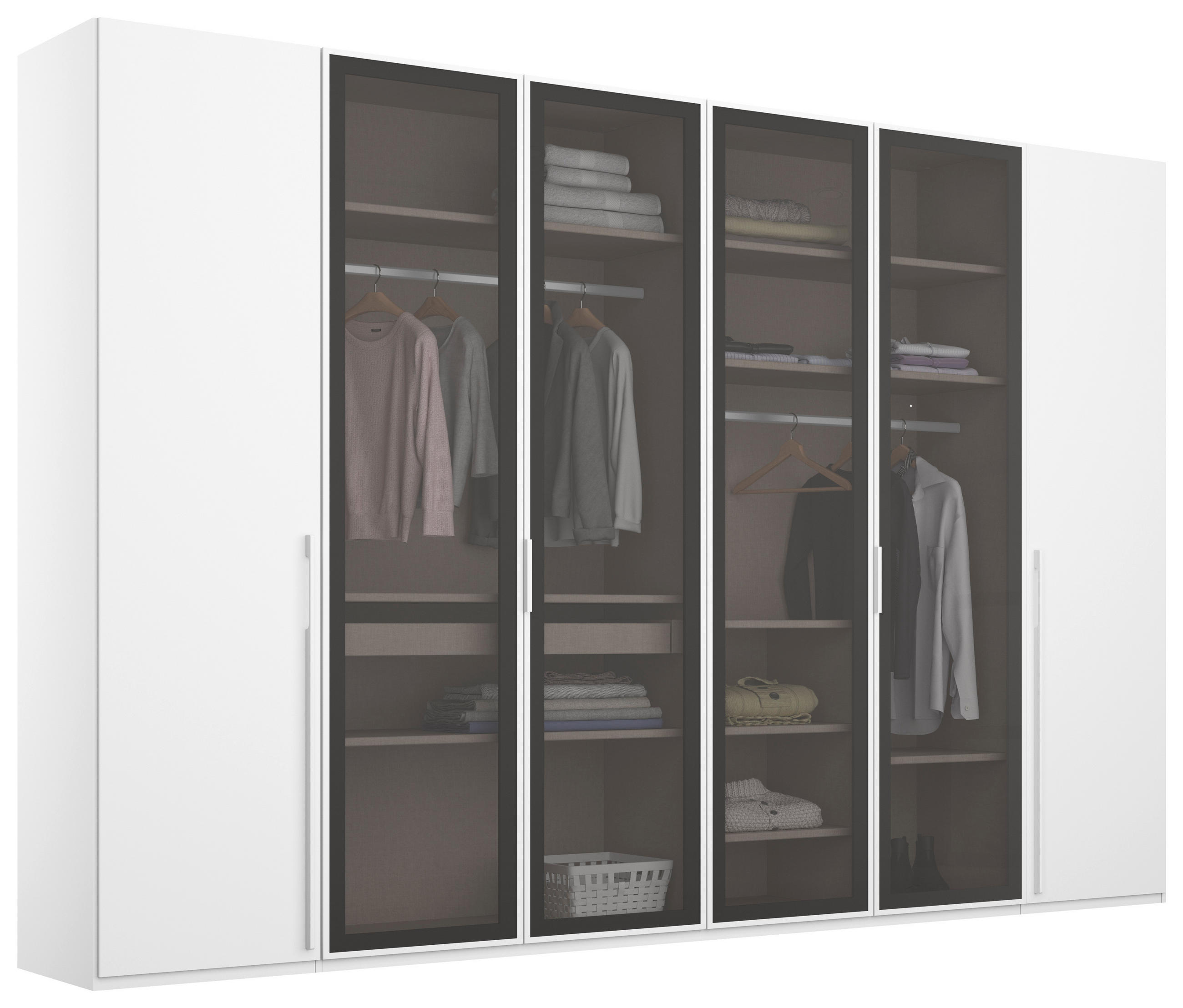 DREHTÜRENSCHRANK in Weiss  - Weiss/Grau, Trend, Glas/Holzwerkstoff (301/235/60cm) - Novel