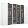 DREHTÜRENSCHRANK in Weiss  - Weiss/Grau, Trend, Glas/Holzwerkstoff (301/235/60cm) - Novel