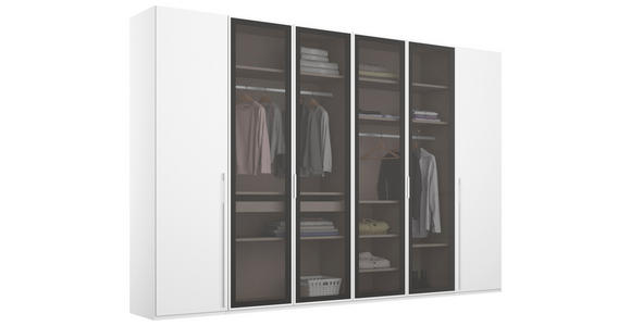DREHTÜRENSCHRANK in Weiß - Weiß/Grau, Trend, Glas/Holzwerkstoff (301/235/60cm) - Novel
