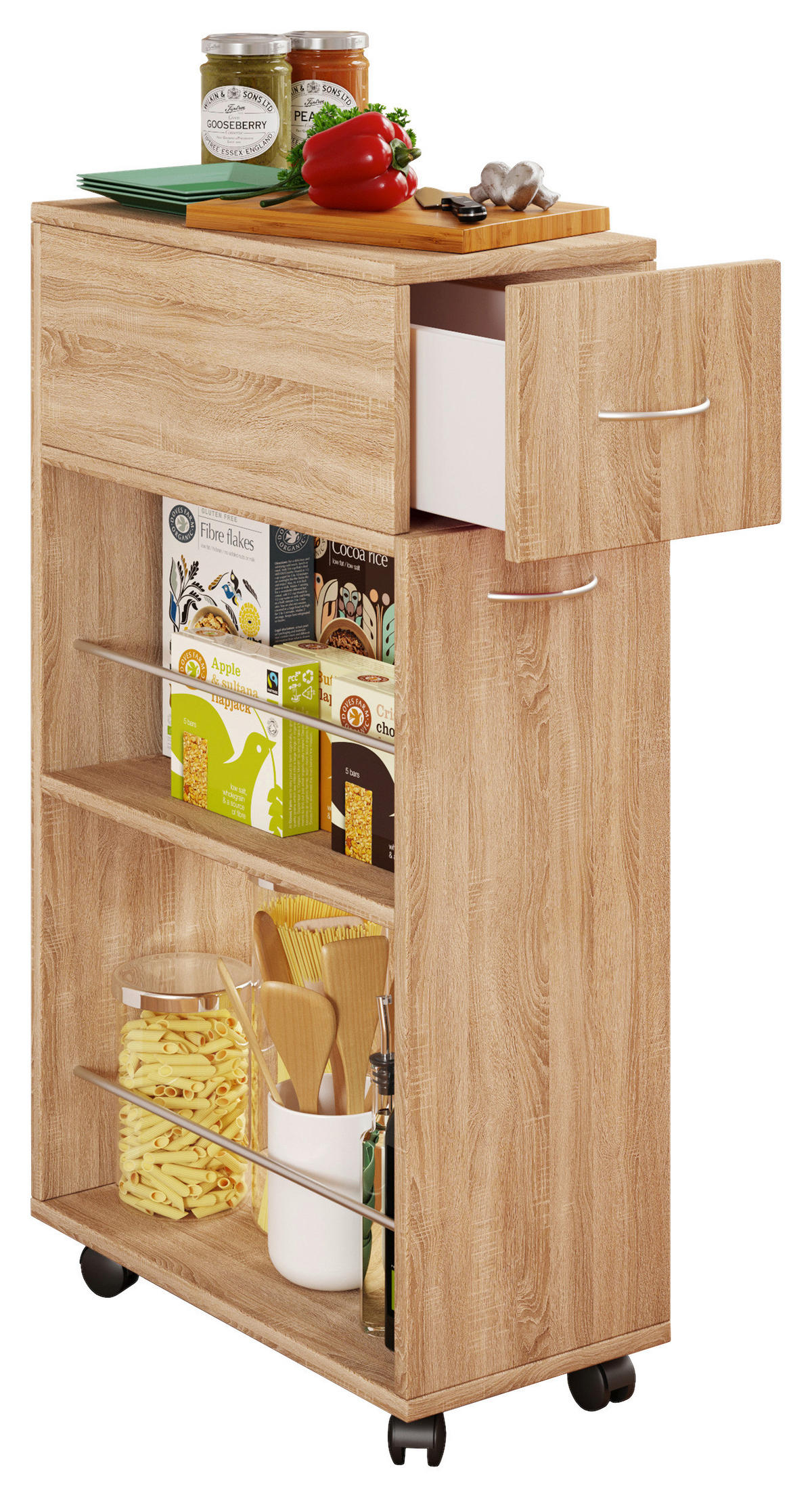 RULLVAGN in Sonoma ek  - Sonoma ek, Design, metall/trämaterial (25/50/85cm) - MID.YOU