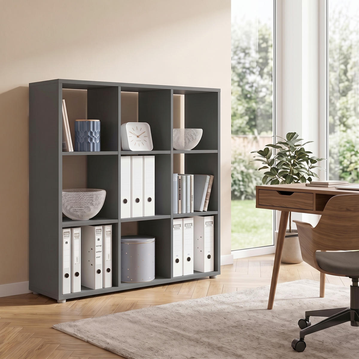 AKTENREGAL Anthrazit  - Anthrazit/Silberfarben, MODERN, Holzwerkstoff (106,5/108,5/33cm) - MID.YOU