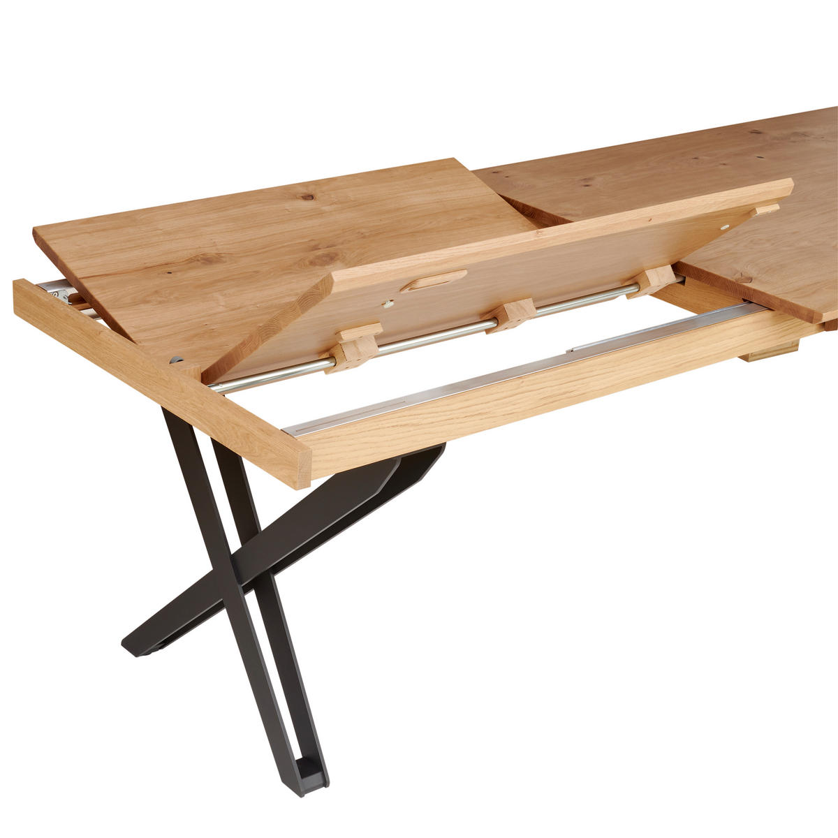 ESSTISCH 200/100/77 cm Echtholz  Holz, Metall in verschiedenen Größen erhältlich rechteckig Wildeiche  - Wildeiche/Schwarz, Design, Holz/Metall (200/100/77cm) - Voglauer